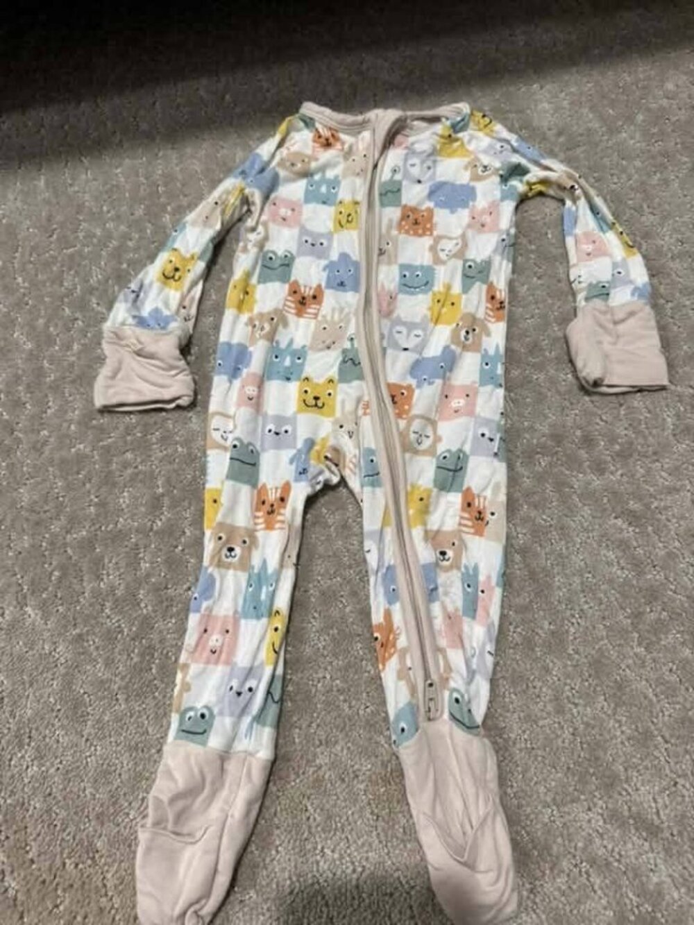Little Sleepies checked critters sleeper